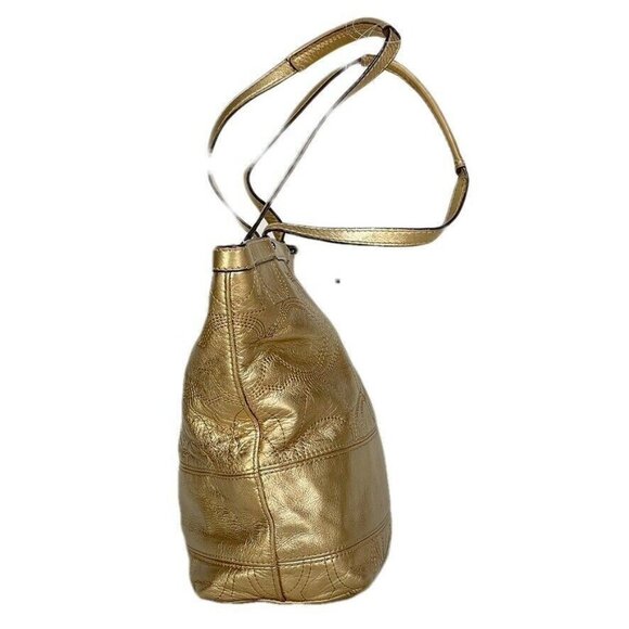 Gold COACH Signature Metallic Tote Bag With Logo & Zip Closure - Picture 2 of 9